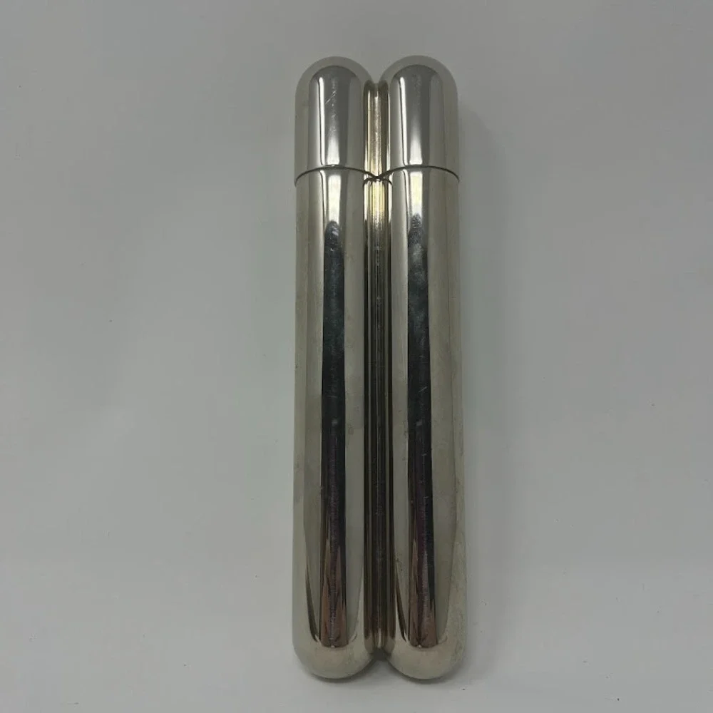 Don Diego Stainless Steel Flask Set Silver Twin Cylinder Screw Top Barware